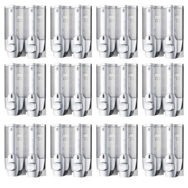 Imagem de Dispenser Duplo Kit 12 Unidades Alcool Gel Sabonete Liquido Shampoo Ba