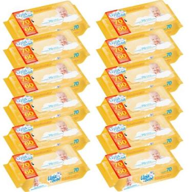 Imagem de Kit 12 Pacotes Toalhas Umedecidas Upa Bebê 840 Unidades Sem Álcool Alo