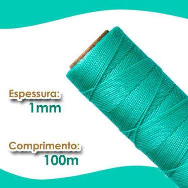 Imagem de Cordão Encerado 1mm - Fio Cordone Verde Médio - 100 Metros - Nybc
