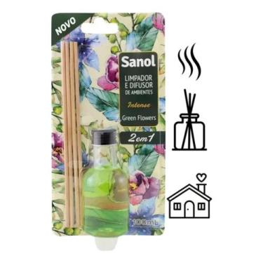 Imagem de Limpador De Superfície e Difusor Sanol 100ml Varetas, Green Flowers
