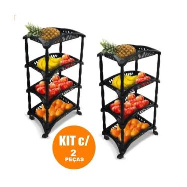 Imagem de Kit 2 Organizadores Salão Fruteira Empilhavel 4 Andares Roda - Arqplas