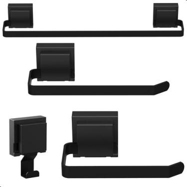 Imagem de Kit Acessórios Para Banheiro Com Ventosa Preto 4 Peças Max - S3GShop