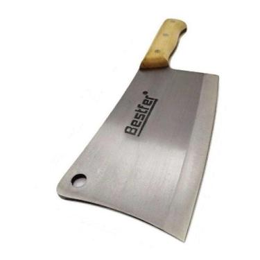Imagem de Bestfer Cutelo Profissional Aço Manganes 8" 30cm com Furo Cabo Madeira