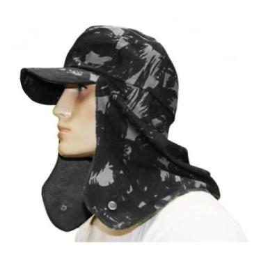 Imagem de Boné Australiano Pescador Com Capuz - Preto - Garcia, Cinza camuflado