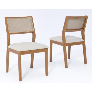 Imagem de Kit 2 Cadeiras Oiti Natuame Madeira Tauri Tecido Linho Cimol