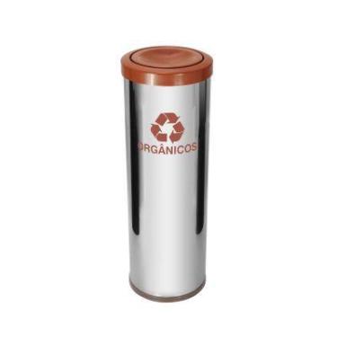 Imagem de Jj.c42 - lixeira em aço inox com tampa meia esfera plástica 30l - JJ C