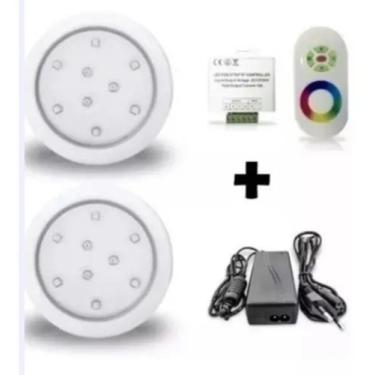 Imagem de Kit 2 Refletores Rgb 18w + Controladora/ Fonte Para Piscinas