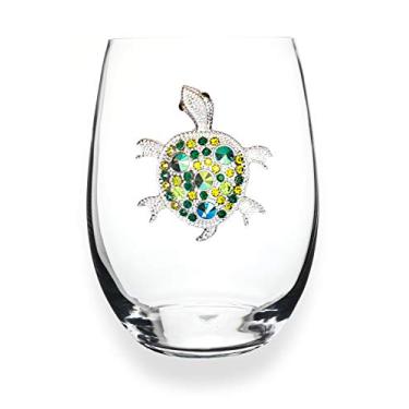 Imagem de THE QUEENS' JEWELS Taça de vinho sem haste com joias de tartaruga, 595 g - Colorida e exclusiva - Strass ajustada à mão, não pintada