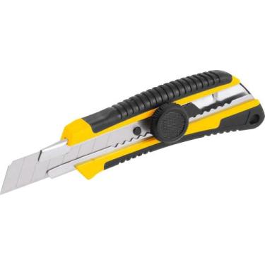 Imagem de Estilete Largo 18mm Corpo Plástico Com Guia Metálica Botão P - Vonder