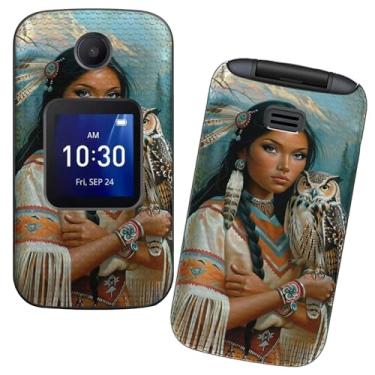 Imagem de RWUTYTIUL Capa para celular Alcatel Go Flip 4 / TCL Flip Pro com protetor de tela de vidro temperado, camada dupla antiarranhões à prova de choque, capa fina com textura quadriculada para mulheres,