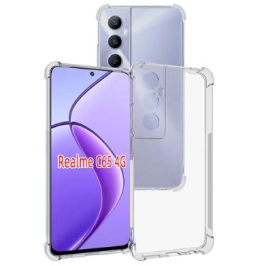Imagem de USTIYA Capa para Realme C65 4G TPU transparente quatro cantos capa de proteção de grau militar transparente macia