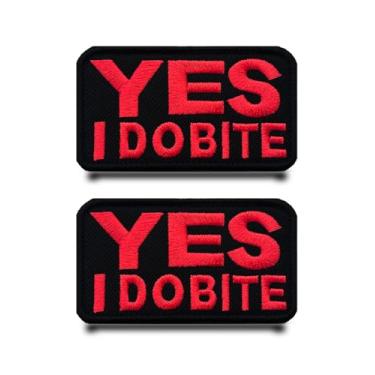 Imagem de 2 peças Yes I Do Bite Emblema de cão de serviço bordado tático com gancho e laço aplique de bandeira militar para arnês de cachorro, colete, bolsas, mochilas, roupas, jaqueta, chapéus