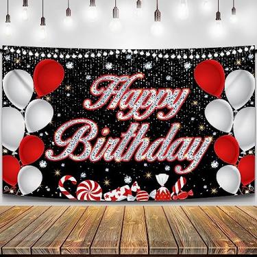 Imagem de KatchOn, XtraLarge Banner vermelho feliz aniversário - 182 x 111 centímetros | Decorações de aniversário vermelho e preto | Faixa de feliz aniversário vermelho e preto | Sinal de feliz aniversário