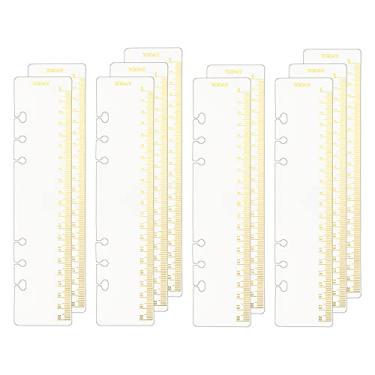 Imagem de 10 peças régua separadora de fichário A5 para estampagem de ouro, escala de 20 cm, 6 furos, dourada, PP, para folhas soltas, 6 anéis, fichário, acessórios para cadernos, agenda, encaixe, conjunto de réguas de medição