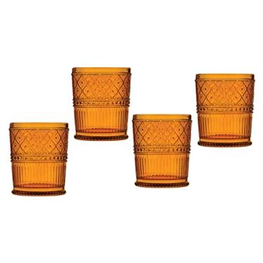 Imagem de Godinger Old Fashioned Whiskey Glasses, Drinking Glasses, Vintage Decor, Glass Cups, Water Glasses, Cocktail Glasses - Claro Collection, 12oz, Amber, Set of 4