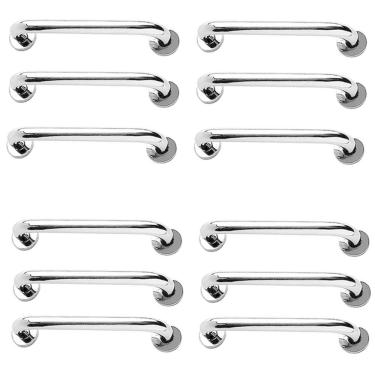 Imagem de Alça de Apoio Inox 30Cm Barra de Segurança Kit 12 Unidades Idosos Crianças Cadeirante Gestante Banheiro Box Acessibilidade Suporte
