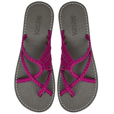 Imagem de Capana Sandálias rasteiras femininas de tecido - sandálias trançadas com tiras, sandálias de praia para mulheres verão elegante, sandálias boêmia de corda, sapatos femininos casuais de primavera,