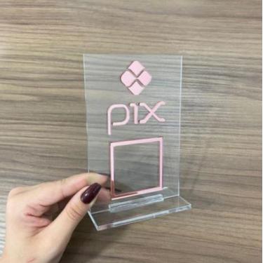 Imagem de Placa Expositor de Acrílico para QRCode Pix Moldura - SEM MARCA, CRIST