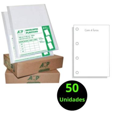 Imagem de Envelope Plástico Ofício 4 Furos Saco Plástico 0,15mm 50un - ACP