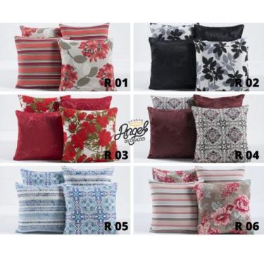 Imagem de 4 Almofadas Cheias Estampadas E Lisa C/ Embalagem P/ Revenda - Angel D
