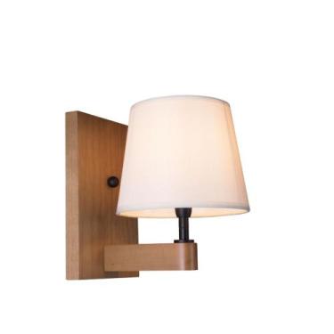 Imagem de Arandela Yasmin Madeira Castanho Cúpula Algodão Cru Madelustre