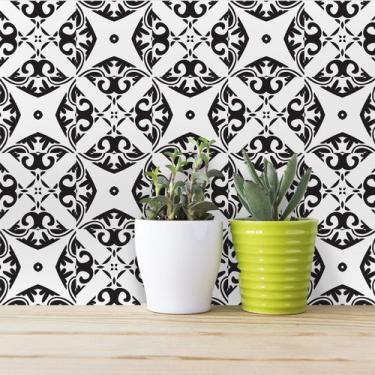 Imagem de Adesivo de Azulejo Preto e Branco Mirandela 20x20 cm 24un - Quartinhos