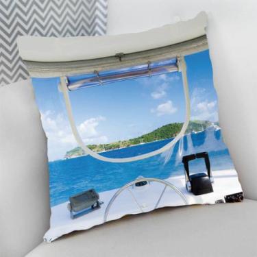Imagem de Almofada Decorativa Cheia c/ Zíper 40x40 cm Náutico Oceania Praia Mar 