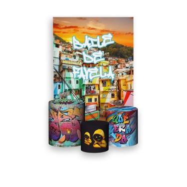 Imagem de Painel De Festa Vertical 1,50 x 2,20 + Trio De Capas Cilindro - Baile 