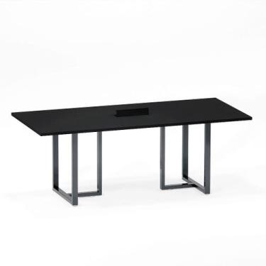 Imagem de Mesa de Reunião Retangular com Power Box Tubular P25 Pandin 2,0 M Pret