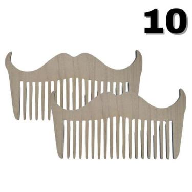 Imagem de 2 Pentes para Bigode e Barba Modelo Bigode 10 MDF Resistente - LUALKI
