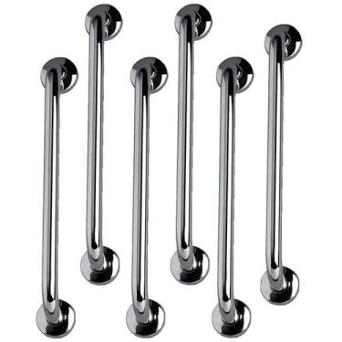 Imagem de Barra de Apoio 40cm Alça Aço Inox Kit 6 Unidades Gestante Idoso Crianç