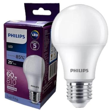 Imagem de Kit 4 Lampada Led Bulbo Philips 9w Branco Frio 6500K E27, 100V - 240V