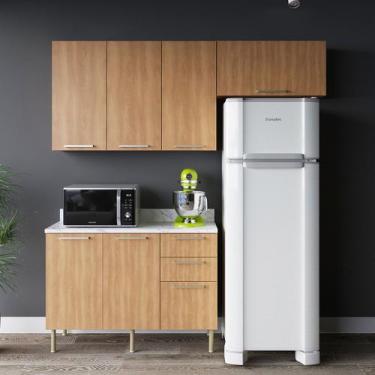 Imagem de Cozinha Compacta Dália 6 Portas 3 Gavetas Freijó/Mármore Branco - Tecn