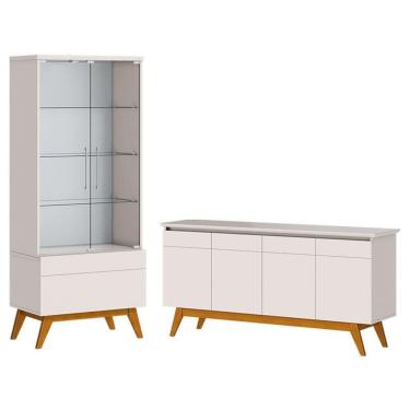 Imagem de Aparador para Sala Buffet 1.6 e Cristaleira Classic Off White - Imcal