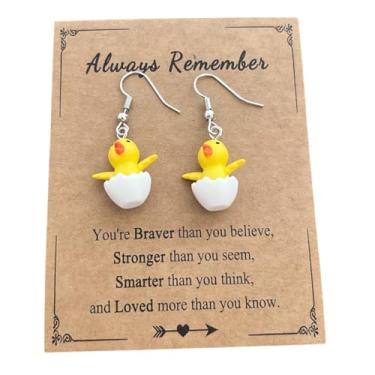 Imagem de Brinco de pato engraçado para quebrar ovos fofo recém-nascido animal de pato brincos de pato para mulheres, Zinco, Sem pedra preciosa