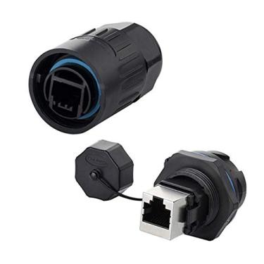 Imagem de CNLINKO Conector circular industrial Ethernet RJ45, plugue macho e tomada de tomada de tomada de montagem em painel fêmea, IP67 à prova d'água, IP67, dados rápidos