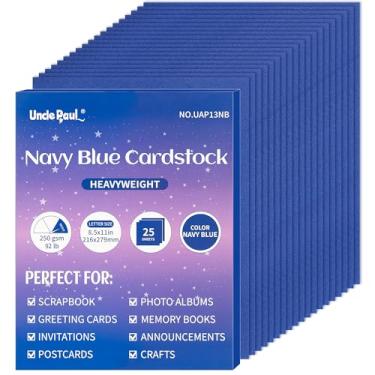 Imagem de Cartolina para artesanato e cartões, 21,6 x 28 cm/25 folhas de papel 85Ib 250g UAP013 (azul marinho/250gsm, 21,6 x 27,9 cm/25 folhas)