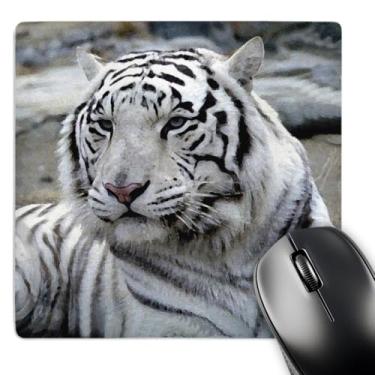 Imagem de 3dRose Mouse pad LLC 20 x 20 x 0,63 cm, tigre branco (mp_345_1)