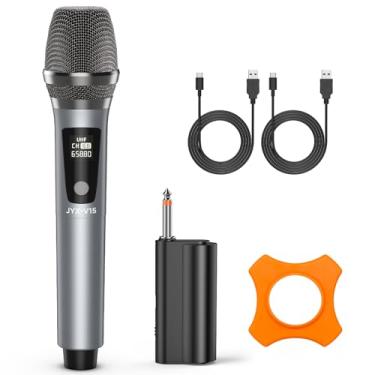Imagem de JYX Microfone Sem Fio Dinâmico Recarregável com Receptor Plug 1/4'' (6.35mm) – PartyBox Wireless Mic para Amplificador, Sistema PA, Karaokê, Casamentos, Festas e Discursos