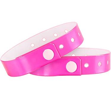 Imagem de Pulseiras de plástico Ouchan multicoloridas – Pacote com 500 pulseiras para festa de reuniões de música em clubes de eventos, Neon Pink 500