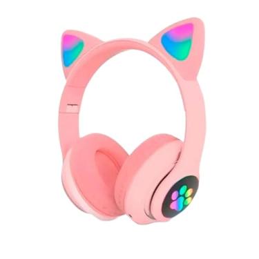 Imagem de Fone Bluetooth Orelha De Gato Led Colorido Design Dobrável Som De Qualidade Super Graves Funções Bluetooth Radio FM Cartão Memória Bateria Longa Duração Praticidade Utibom®