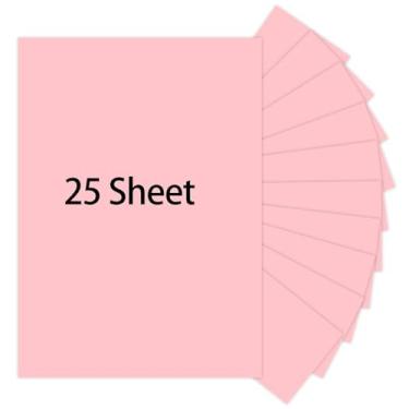 Imagem de Cartolina rosa, 25 folhas de papel grosso de 21 x 27 cm, papel para impressora MEIOPUOYEAM 250gsm/41,7 kg para Halloween, Natal, convites, artesanato, cartões DIY, impressão estacionária, materiais de