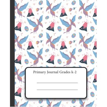 Imagem de Primary Journal Grades k-2: Dinosaur Theme, Dotted Midline with Picture Space, Composition Book Primary Notebook Draw Top Lines Bottom