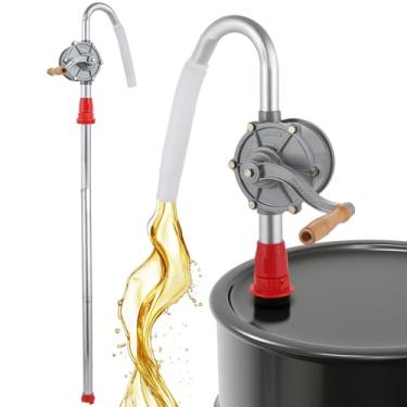 Imagem de DASBET Bomba de barril de óleo de alumínio giratório manivela bomba de tambor manual bomba de óleo bomba de transferência de combustível manivela serve para tambores de 5 a 55 galões bomba de tambor