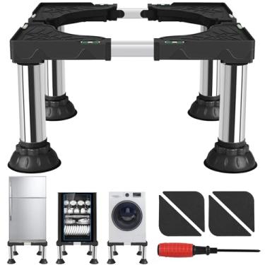 Imagem de ToLanbbt Suporte de mini geladeira altura ajustável 26-29 cm base de suporte de máquina de lavar e secadora com 4 pés fortes base de suporte universal para móveis de 40 a 61 cm, pedestal de