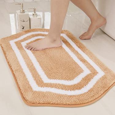 Imagem de COSY HOMEER Tapetes de banho extragrossos – conjuntos de lençóis de banho antiderrapantes macios 100% poliéster forte para sala de estar e banheiro absorvente de água (bege, 50 x 81 cm)
