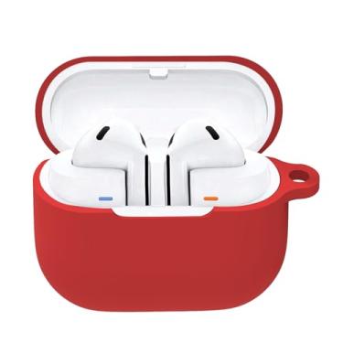 Imagem de WUWOCJ Capa compatível com Samsung Galaxy Buds 3 e Galaxy Buds 3 Pro, capa de silicone macio, acessórios de fone de ouvido com mosquetão (vermelho)