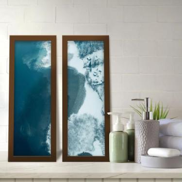 Imagem de Kit 2 Quadros Decorativos Lavabo Neve Lago Paisagem Frio - Deliquadros