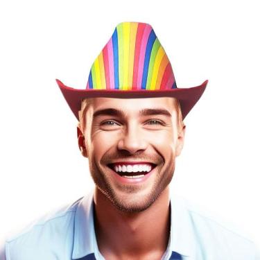 Imagem de Chapéu Cowboy LGBT Colorido Arco Iris Festa Carnaval Parada Gay - Happ