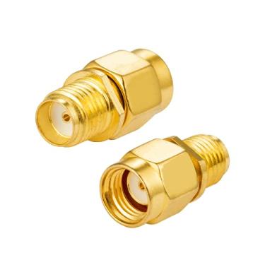 Imagem de POBADY SMA Fêmea Para RP-SMA Macho Adaptador Reto Banhado a Ouro RF Coaxial Para Roteador de Antena Rede Sem Fio (2 Peças)